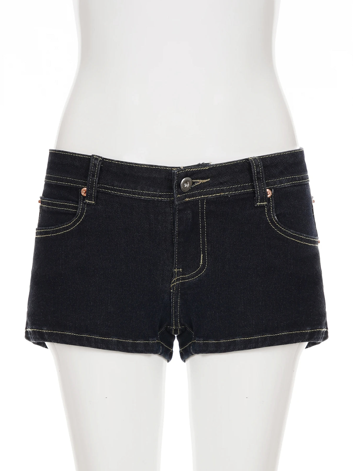 Cyflymder  Basic Slim Big Pockets Denim Shorts Casual Low-Waisted Jeans Shorts Women Summer Elegant Fashion Streetwear Ladies