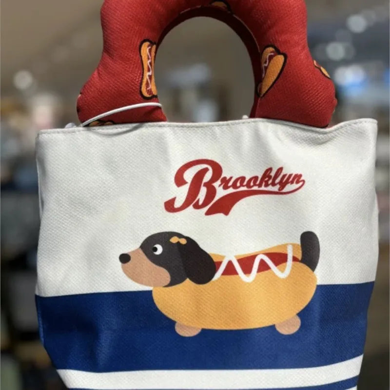 Cyflymder  Harajuku Sweet Cute Blue Puppy Tote Bag Women Printed Canvas Handbag Ladies Compact Bucket Shoulder Bags Purse 2025 New