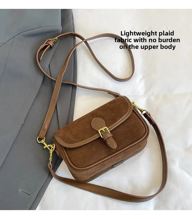 Cyflymder  New Ladies Vintage Saddle Bag Simple Commuter Crossbody Bag Soft Texture Bean Curd Square Bag Elegant Versatile Shoulder Bag