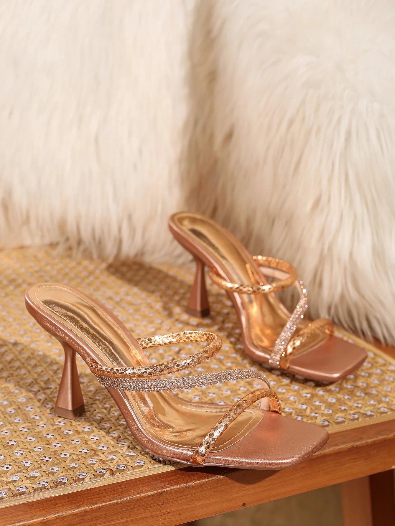Cyflymder  Women Rhinestone Sandals With prom Sexy Open Toe Square Elegant Summer Shoes