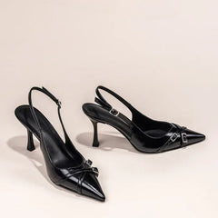 Cyflymder  Summer Elegant Buckle Decorated Black Stiletto Women's Sandals Fashion Pointed Toe Shallow Mouth New Sexy High Heels