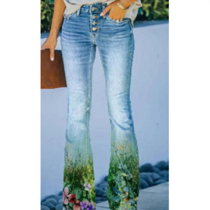 Cyflymder  New Arrival European American Plus Size Women Casual Pants Floral Print Thin Long Trousers Fashion Comfortable Loose Fit Summer