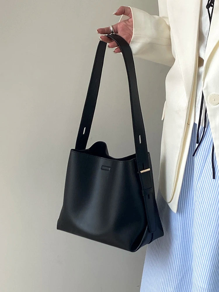 Cyflymder  Y2k Aesthetic Vintage All Match Simple Shoulder Bags Office Lady Elegant Casual Underarm Bag Solid Korean Fairy Women's Handbags