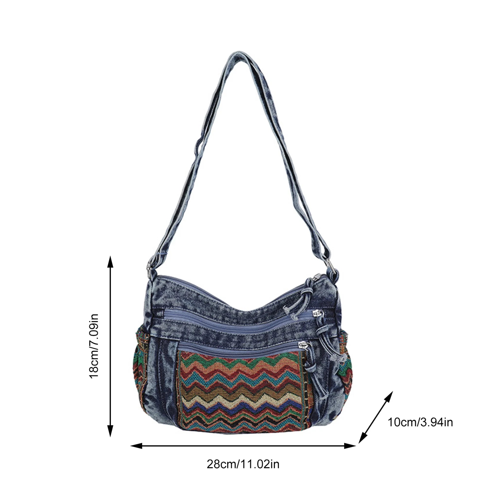 Cyflymder  Stylish Ethnic Print Tote Bag with Adjustable Strap for Women Casual Shoulder Handbag with Unique Pattern for Girls