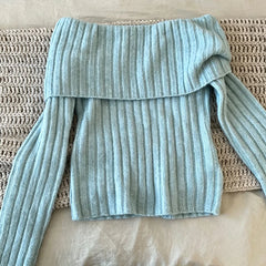 Cyflymder  One Shoulder Harajuku Collar Vertical Fashion Punk Pit Stripe Short Y2K Sweet Girl Spicy Girl New Knitted Top Street Chic