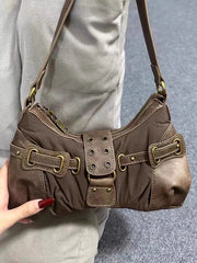 Cyflymder  New Underarm Hand Bag Woman Meilad Single Shoulder Handheld Wrinkled Saddle Bag For Women Leather Handbags