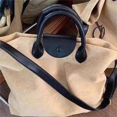 Cyflymder  Vintage Large Capacity Khaki Handbag 2025 Women Retro Suede Handle Chic Casual Crossbody Bags Ladies Harajuku Tote Bag Aesthetic