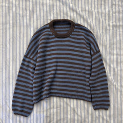 Cyflymder  Women Stripes Blue and Brown Pullover Vintage Minimalist Y2K Clothing Aesthetic Darkwave Knitwear emo Loose Long Sleeve Sweater