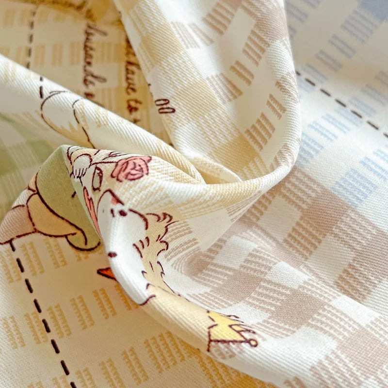 Cyflymder Pure Cotton Printed Student Bedding Set Single Queen Skin Friendly Bed Linens Skin Friendly Soft Comforter Set for All Seasons