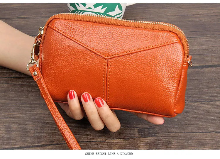 Cyflymder  Fashion Cowhide Women Long Clutch bags Genuine Leather Lady Coin Purse Female Zipper Wristlet Wallet Mobile phone bag billfold