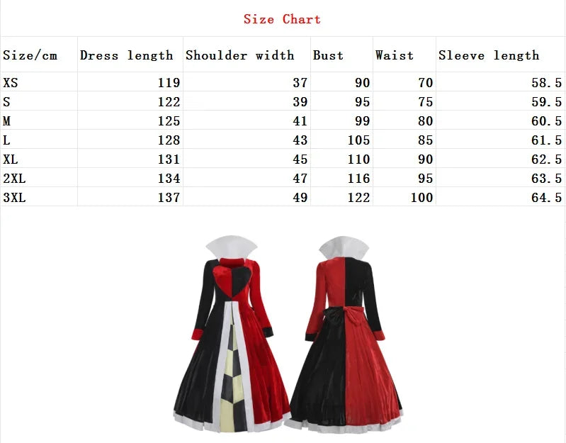 Cyflymder  Halloween Queen of Hearts Costume Alice in Wonderland Dress Women Adult Sexy Poker Queen Cosplay Halloween Fancy Dress Plus Size