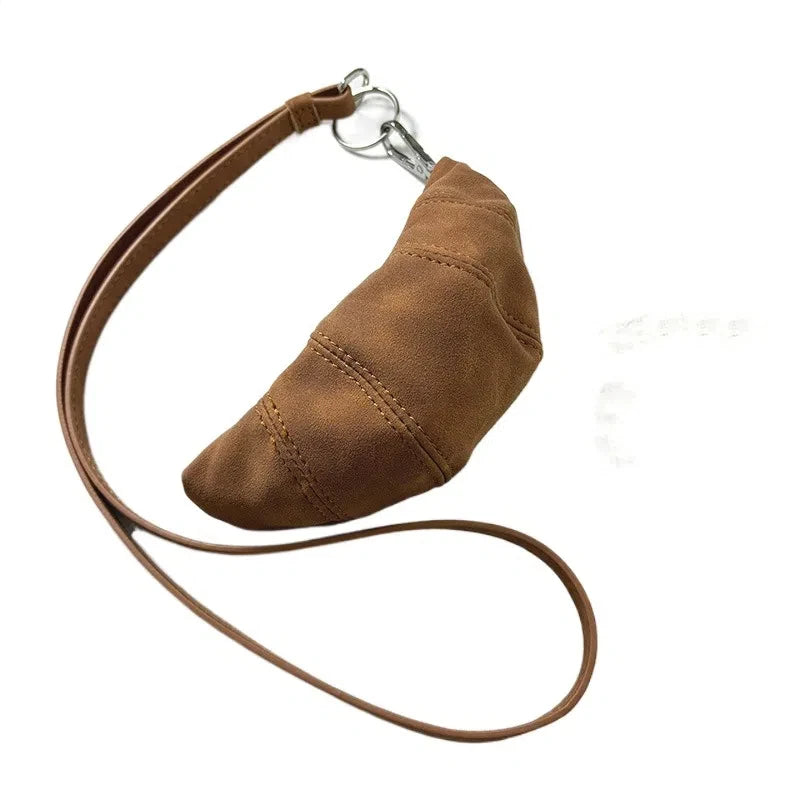 Cyflymder  Fashion Suede Hanging Neck Wallet Elegant Card Holder Sweater Chain Croissant Korean Style Coin Purse with Lanyard Outdoor