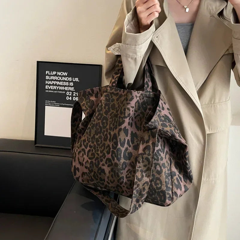 Cyflymder Leopard Design Korean Fashion Big Crossbody Bags for Women Travel Handbag Lady Shopper Shopping Shoulder Bag Bolsa Feminina