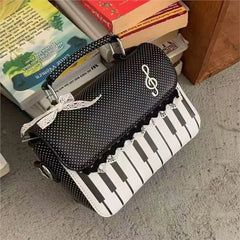 Cyflymder  Sweet Cute Bow Piano Crossbody Bag Women Polka Dot Lace Edge Large Capacity Shoulder Bags Ladies Harajuku Elegant Gentle Handbag