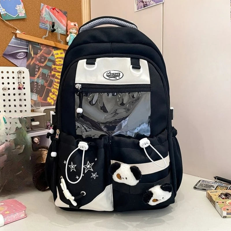 Cyflymder  Patchwork Contrast Color Kawaii Chic Schoolbags High-capacity Preppy Pockets Backpack All Match Y2k Backpacks for Women Students