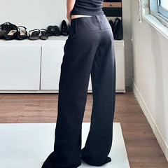 Cyflymder   Chic Basic Solid Slimming Pants Women All Match Casual Loose Straight-Leg Trousers Y2k Streetwear Outfit Vintage