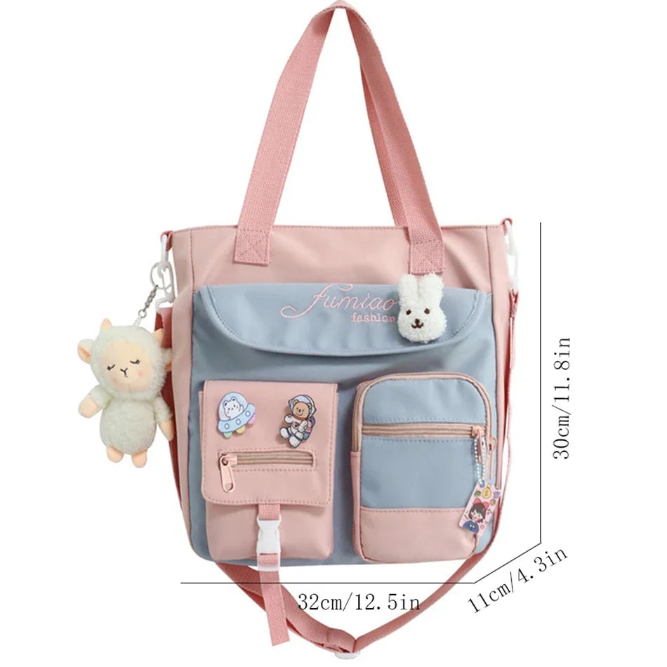 Cyflymder  Large Capacity Tote Bags Trendy Nylon Patchwork Shoulder School Book Bag for Teenage Girls Fashion Student Handbag Crossbody Sac