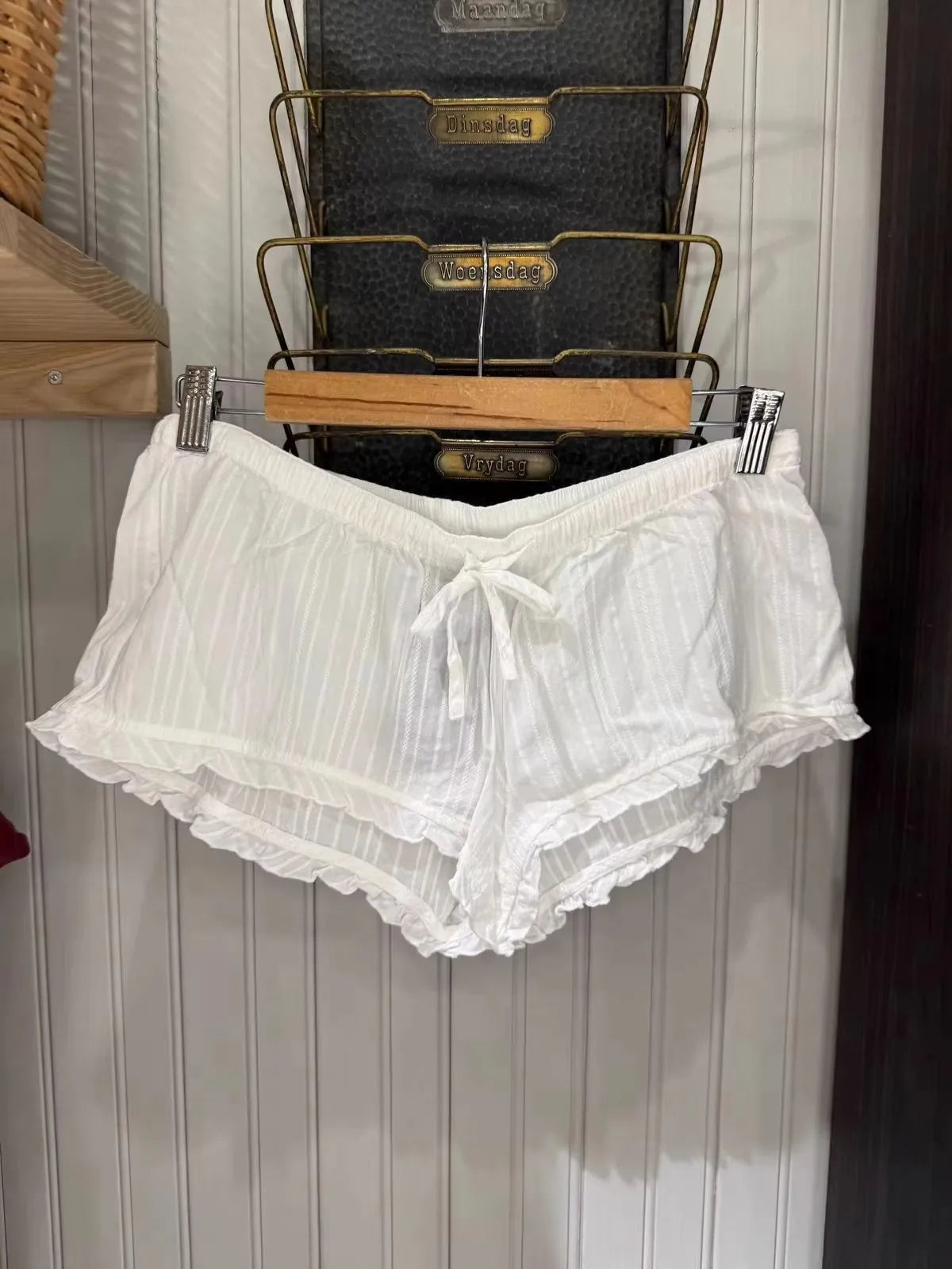 Cyflymder  White Drawstring Short Pants Women Summer Streetwear Casual Elastic High Waist Home Underwear Vintage Chic Preppy Style Shorts