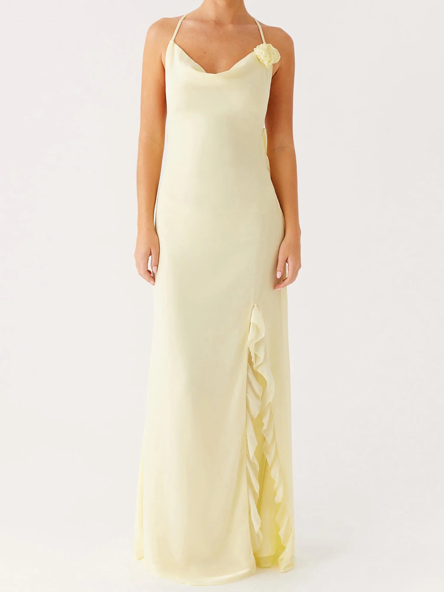 Cyflymder  Elegant Floral Print Sleeveless Maxi Dress with V-Neckline and Side Slit for Wedding Guest Evening Party Prom Beach Casual Wear