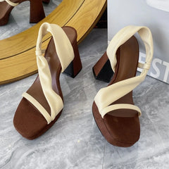 Cyflymder  Women's Sandals Summer Thick Heel Platform High Heels Women's Heeled Sandals Summer New Versatile Cool Slippers