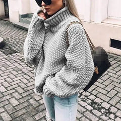 Cyflymder  Loose Long Sve High Collar Knitted Sweater Batwing Sve Thi Yarn Cuffed Autumn Women's Faion Knitwear