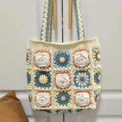 Cyflymder  Square Shoulder Bag Material Kit DIY Crochet Kit Woven Crossbody Purse For Women Teens Gift For Birthday Anniversary Romantic