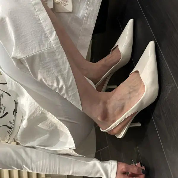 Cyflymder  Beige Heeled Sandals Spring Shoes 2025 Women's Black Open High New Girls Low Cat Pointed Retro Comfort Summer Fabric Scandals Ru