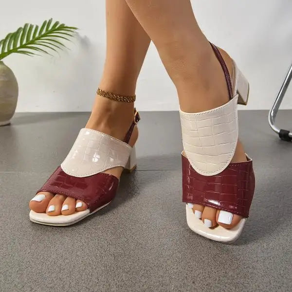 Cyflymder  Sandals Shoes Big Size Slippers Women Summer Square heel Pantofle Low Med Slides Block Hoof Heels Fabric Rome