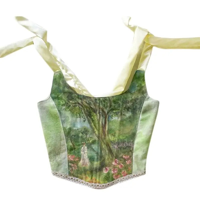 Cyflymder  Street Sle Printed Crop Top Strap Vest Slim Fit Inner Wear ort Length Decorative 8-24 Years Old Women's Faion Vest