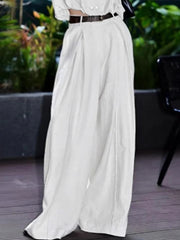 Cyflymder  High Waisted Wide Leg Casual Pants Woman Autumn Summer New Pockets White Loose Trousers for Ladies Clothes