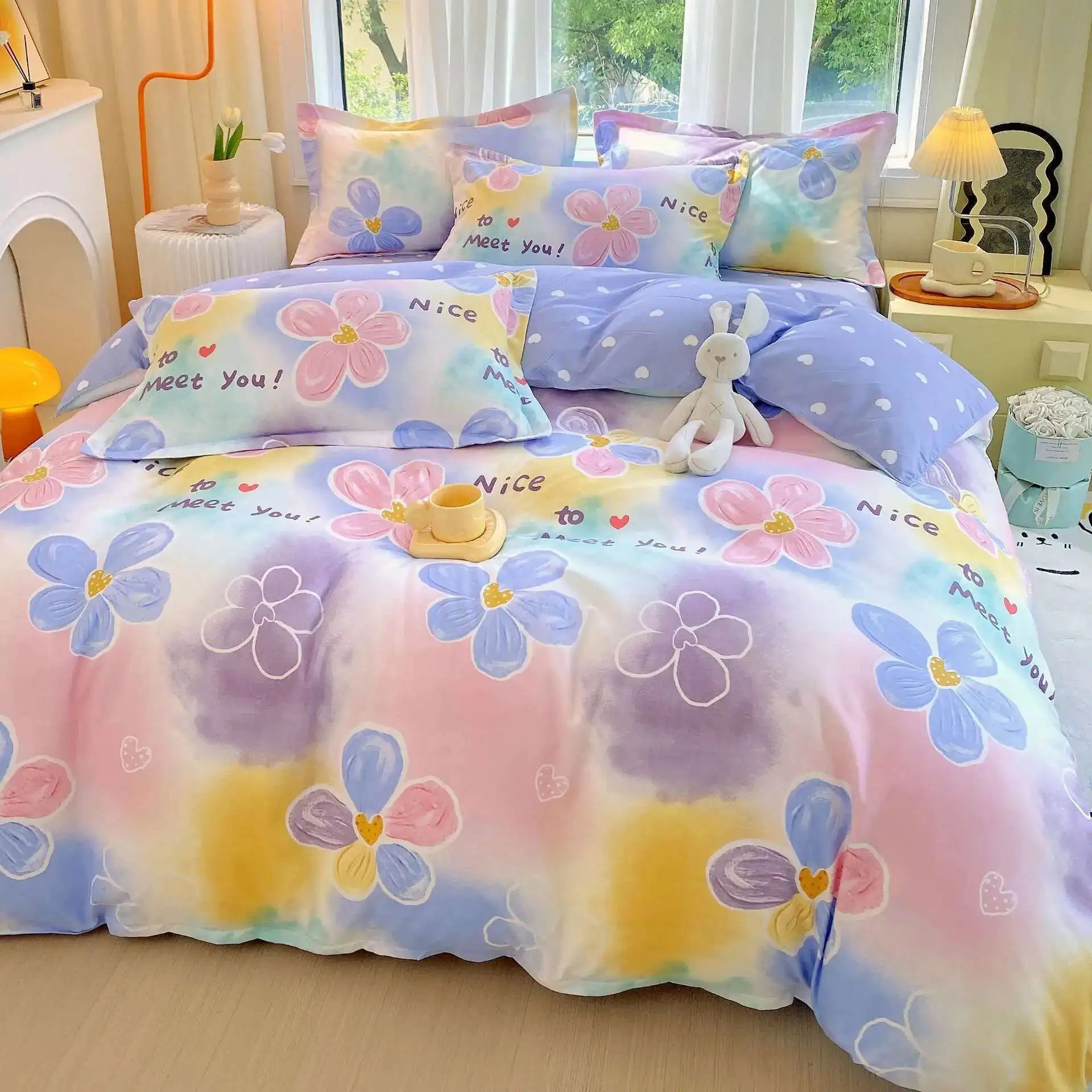Cyflymder  New Cotton Duvet Cover, Long Staple Cotton Bed Sheet, Thickened And Brushed Four Piece Set, Student Dormitory Three Piece Set