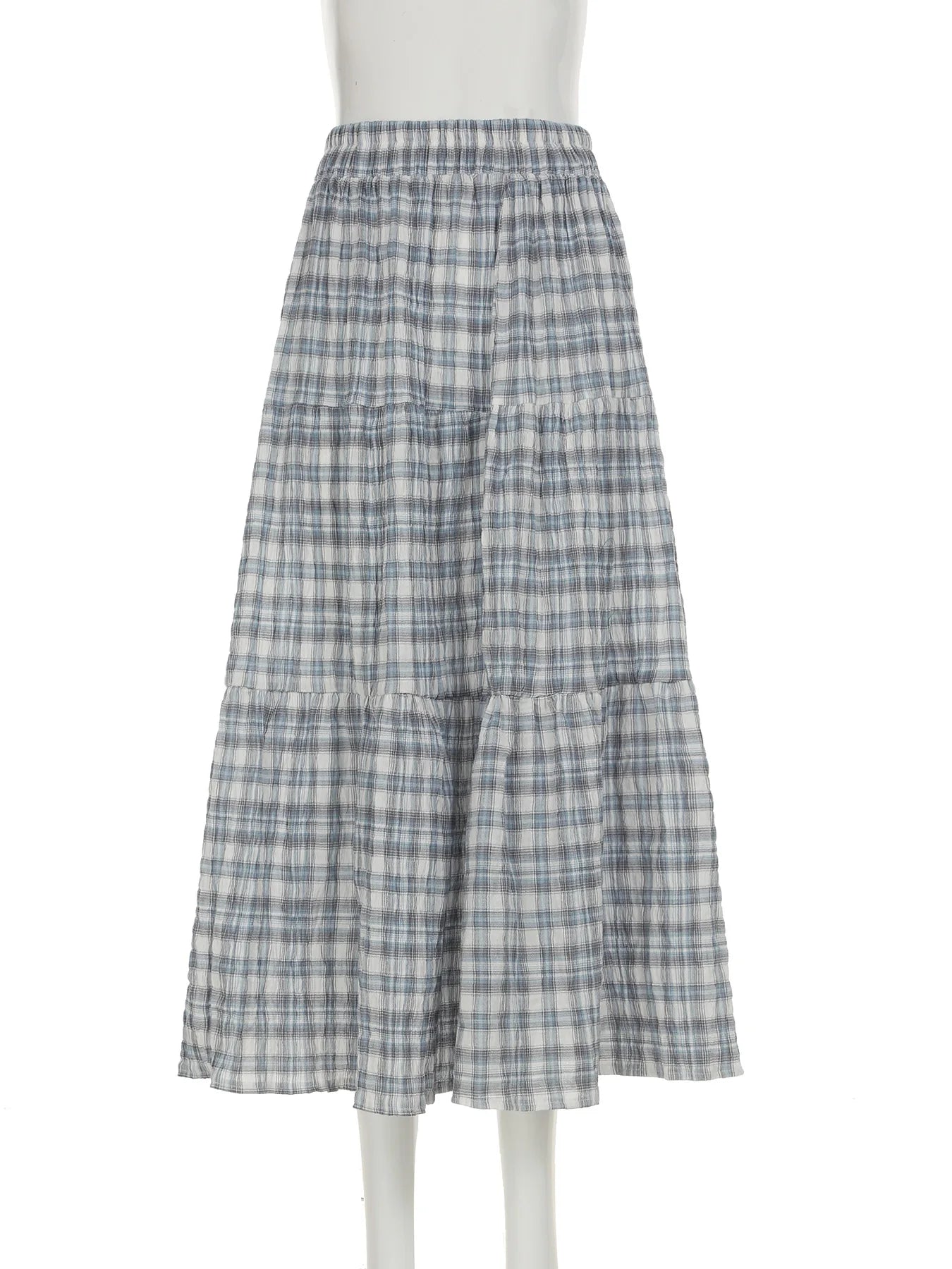 Cyflymder  Casual Sweet Plaid A-Line Skirts Holiday Mid-Waisted Maxi Skirts Women 2025 Summer Fashion Streetwear Preppy Style Lady