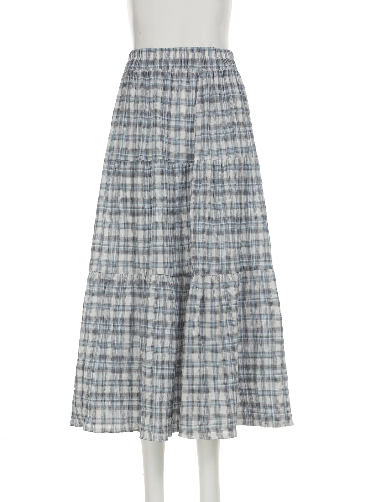 Cyflymder  Casual Sweet Plaid A-Line Skirts Holiday Mid-Waisted Maxi Skirts Women 2025 Summer Fashion Streetwear Preppy Style Lady