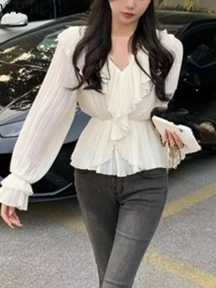 Cyflymder  Pure Color French Elegant Dress Woman Long Sleeve Fairy Midi Dress Casual Summer Slim Party One Piece Dress Korean Design