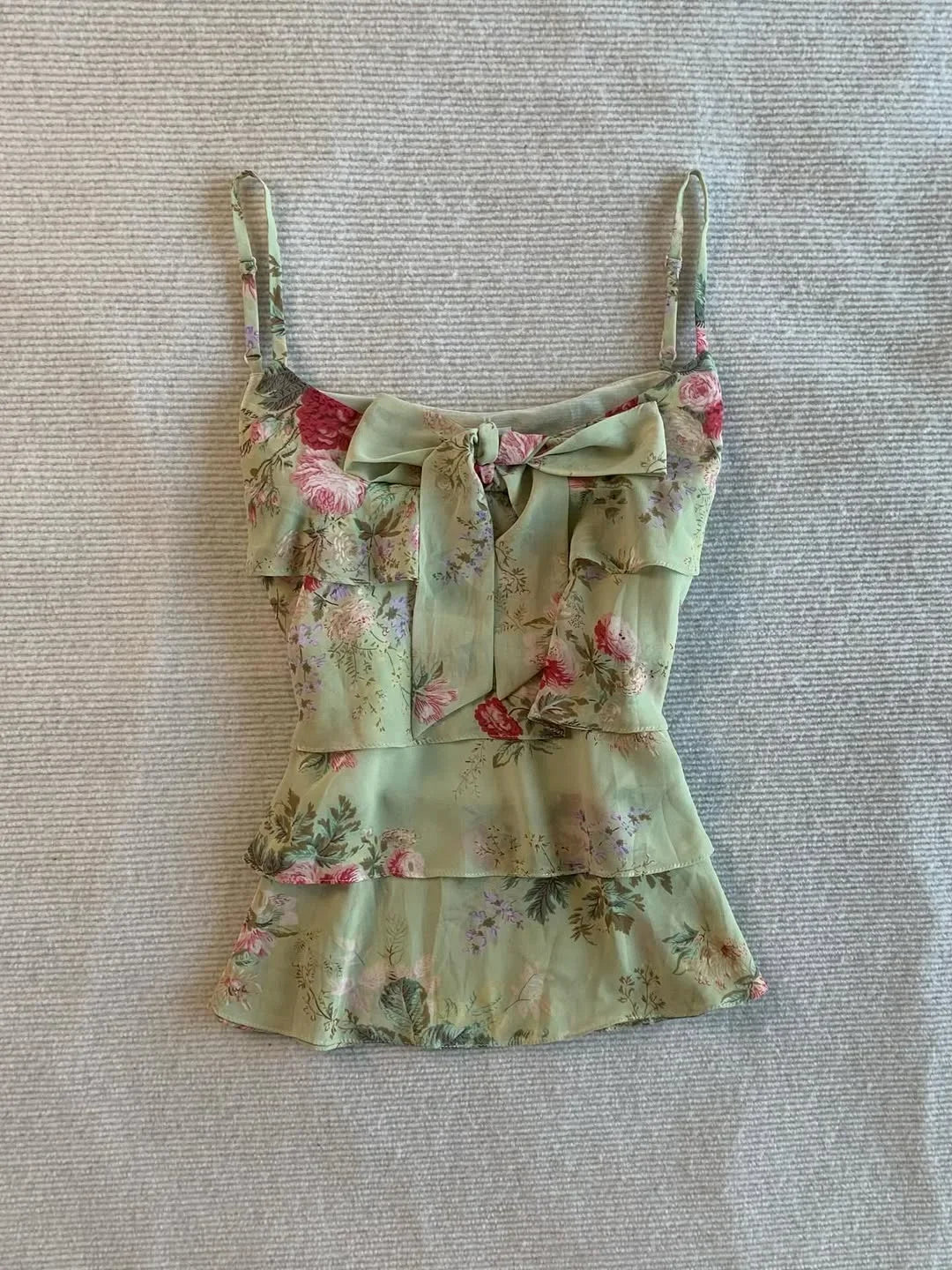 Cyflymder  Sexy Tank Top Floral Print Y2k 90s Sweet Women Vintage Harajuku Coquette Basics Crop Top Bow Slim Summer Sling Punk Backless Tee