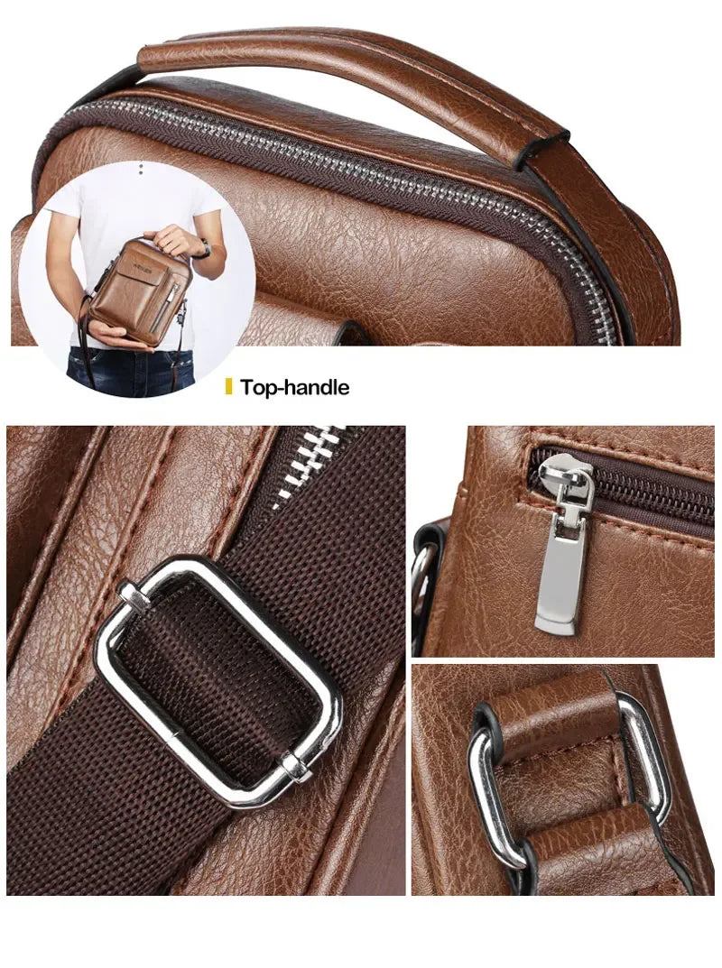 Cyflymder  Men Shoulder Bags Crossbody Bag Multi-function Men's Handbags Capacity PU Leather Bag For Male Messenger Bags Tote Bag