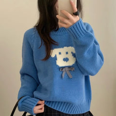 Cyflymder  Y2k Aesthetic Vintage Cartoon Casual Grunge Pullovers Women Harajuku Kawaii Cute Bow Jumper Autumn Streetwear Loose Sweater