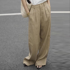Cyflymder  Summer New Sle Purple Cotton Linen Wide Leg Pants Women's Casual Suit Pants High Waist Straight Leg Thinming Commute Wind
