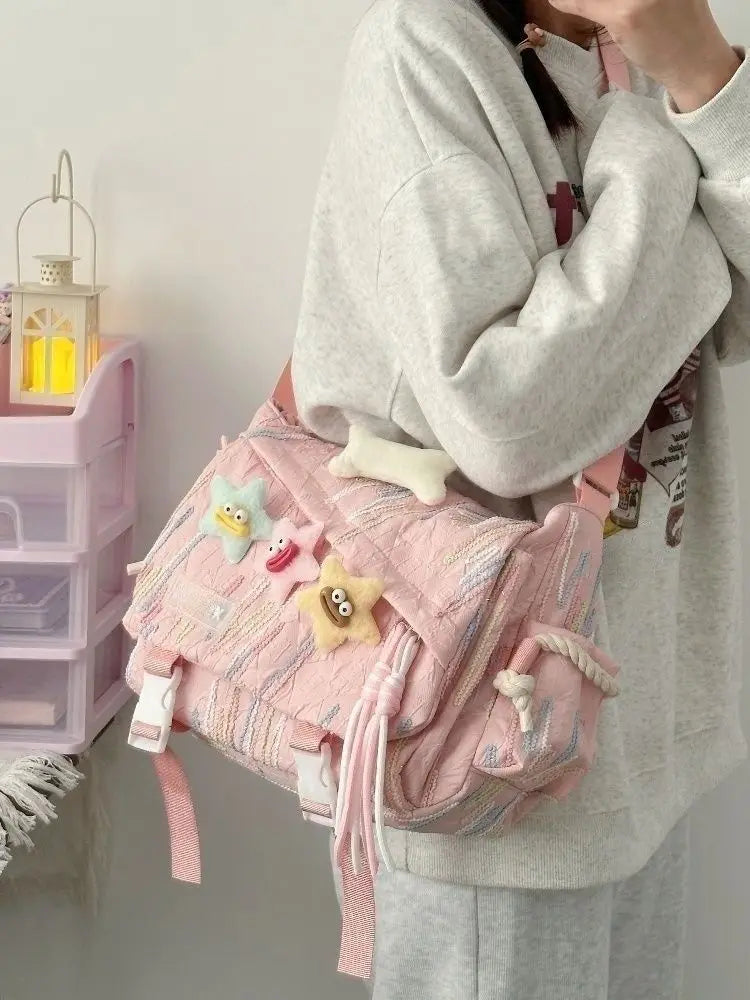 Cyflymder  Stylish Backpack Large Capacity Crossbody Bag for School Commuter, Soft Girl Casual Backpack or Shoulder Bag