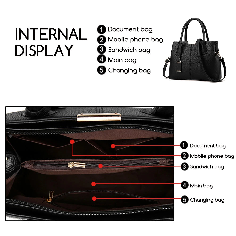 Cyflymder  Elegant Handbags Women Bags Messenger Large Capacity PU Leather Crossbody Bags Fashion Girls Shoulder Bag Hand Tote Bag
