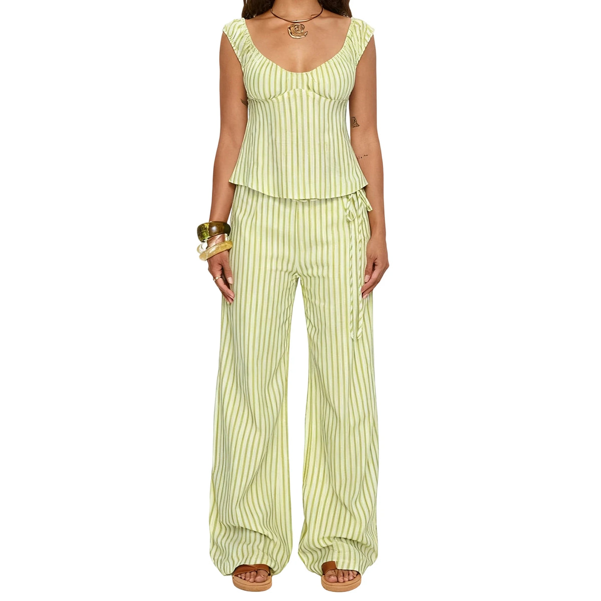 Cyflymder  Women s 2-Piece Outfit Floral Print Off-Shoulder Top with High Waist Wide Leg Pants Set for Summer Beachwear