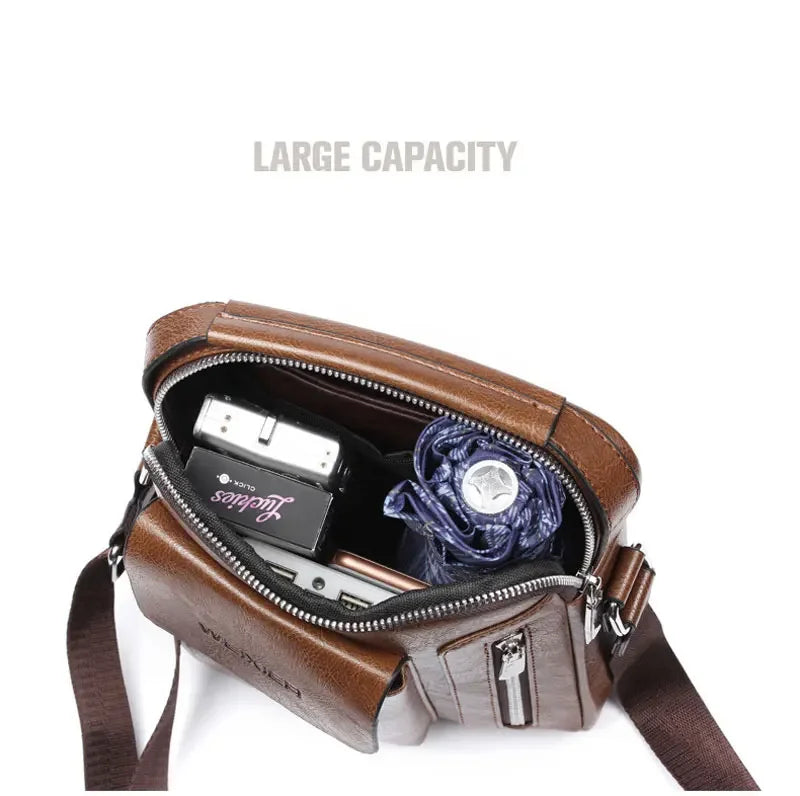 Cyflymder  Men Shoulder Bags Crossbody Bag Multi-function Men's Handbags Capacity PU Leather Bag For Male Messenger Bags Tote Bag