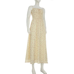 Cyflymder  Holiday Floral A-Line Dress Beach Style Slash Neck Sleevless Maxi Dresses For Women 2025 Summer Fashion Streetwear Lady