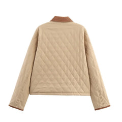 Cyflymder  Fashion Patchwork Parkas Coat For Women 2025 New Autumn Winter Casual Single-breasted Pocket Long Sleeve Loose Outwear Female