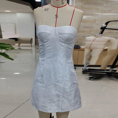 Cyflymder  Formal Strapless Graduation Mini Dress Bodycon Party Tube Dress Elegant Backless Homecoming A-line Dresses for Women
