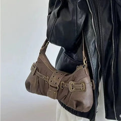 Cyflymder  New Underarm Hand Bag Woman Meilad Single Shoulder Handheld Wrinkled Saddle Bag For Women Leather Handbags