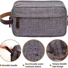 Cyflymder Casual Canvas Cosmetic Bag With Leather Handle Travel Men Wash Shaving Women Toiletry Storage Waterproof Organizer Bag