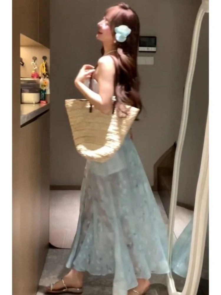 Cyflymder  Dresses Women Floral Printed Sleeveless Holiday Slash Neck Sexy Sweet Bandage Backless Elegant Party Dress Ladies
