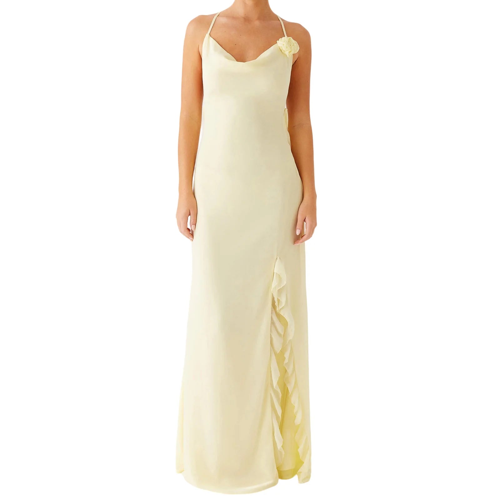 Cyflymder  Elegant Floral Print Sleeveless Maxi Dress with V-Neckline and Side Slit for Wedding Guest Evening Party Prom Beach Casual Wear