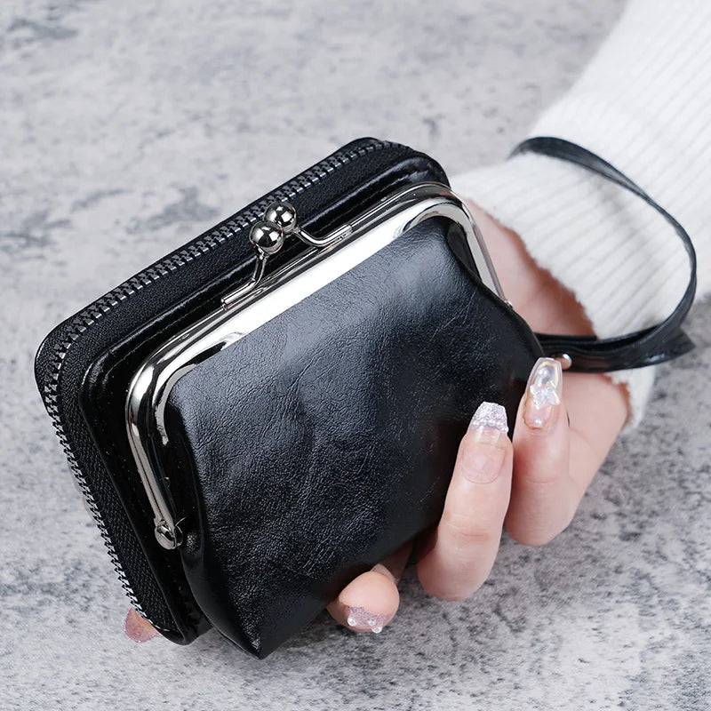 Cyflymder New Wallet Women Fashion Wrist Strap Short Coin Purse Large Capacity Coin Clip Bag Multi-card Card Bag Wallet